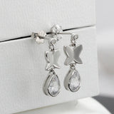 925 Silver Flying Butterflies Earrings with CZ Romantic Love Gift