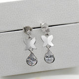 925 Silver Flying Butterflies Earrings with CZ Romantic Love Gift