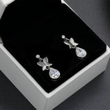 925 Silver Flying Butterflies Earrings with CZ Romantic Love Gift