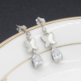 925 Silver Flying Butterflies Earrings with CZ Romantic Love Gift