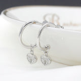 925 Silver Heart Key CZ Earrings Romantic Love Jewelry