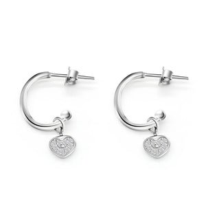925 Silver Heart Key CZ Earrings Romantic Love Jewelry