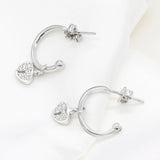 925 Silver Heart Key CZ Earrings Romantic Love Jewelry