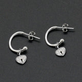 925 Silver Heart Key CZ Earrings Romantic Love Jewelry