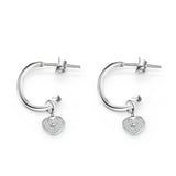 925 Silver Heart Key CZ Earrings Romantic Love Jewelry