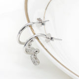 925 Silver Heart Key CZ Earrings Romantic Love Jewelry