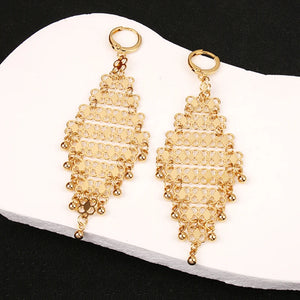 Copper Plated Beads Pendant Earrings Arabian Wedding Jewelry
