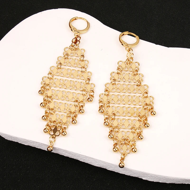 Copper Plated Beads Pendant Earrings Arabian Wedding Jewelry