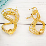 Kink-shape Clip Earrings 24K Plated Copper Statement Earrings