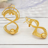 Kink-shape Clip Earrings 24K Plated Copper Statement Earrings