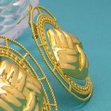 Geometric Clip Earrings Hollow Out Oval Statement Stud Earrings for Ladies