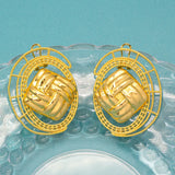 Geometric Clip Earrings Hollow Out Oval Statement Stud Earrings for Ladies