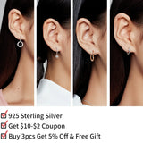 925 Silver Heart CZ Zircon Hoop Earrings