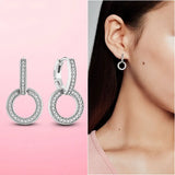 925 Silver Heart CZ Zircon Hoop Earrings for Women