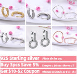 Heart CZ Zircon Silver Hoop Earrings Women's Jewelry