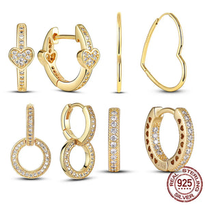 925 Silver Heart CZ Zircon Hoop Earrings Women
