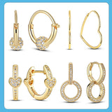 925 Silver Heart CZ Zircon Hoop Earrings for Women