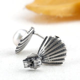 Shell Shape Mother of Pearl 925 Sterling Silver Stud Earrings