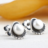 Shell Shape Mother of Pearl 925 Sterling Silver Stud Earrings