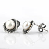 Shell Shape Mother of Pearl 925 Sterling Silver Stud Earrings