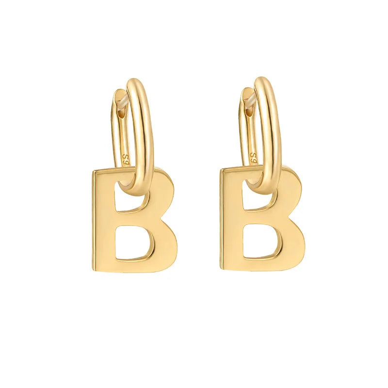 S925 Silver 18k B Letter Eardrop Earrings Wedding Gift