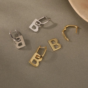 S925 Silver 18k B Letter Eardrop Earrings Wedding Gift