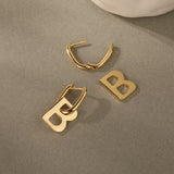 S925 Silver 18k B Letter Eardrop Earrings Wedding Gift