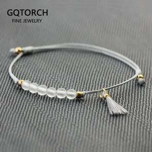 Women Bracelet Tassel Hand String Natural Stone Beads 4mm Adjustable