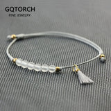 Women Bracelet Tassel Hand String Natural Stone Beads 4mm Adjustable