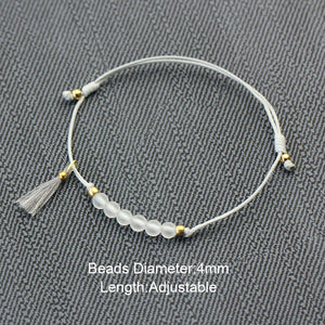 Women Bracelet Tassel Hand String Natural Stone Beads 4mm Adjustable