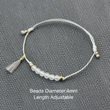 Women Bracelet Tassel Hand String Natural Stone Beads 4mm Adjustable