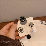 Vintage Camellia Pearl Brooch Set for Lady Clothing