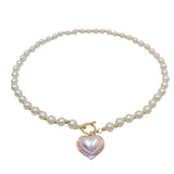 Heart Pendant Pearl Necklace for Women