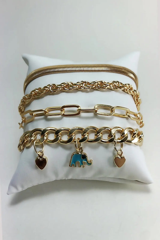 Elephant & Italian Model Chain Bracelet Set