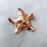 Enamel White-and-Blue Orchid Flower Pearl Brooch Pin Golden Plated
