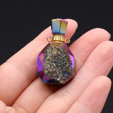 Women Natural Stone Perfume Bottle Pendant Druzys Stone Necklace