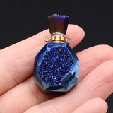 Women Natural Stone Perfume Bottle Pendant Druzys Stone Necklace