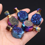 Women Natural Stone Perfume Bottle Pendant Druzys Stone Necklace