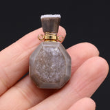 Women Natural Stone Perfume Bottle Pendant Druzys Stone Necklace