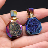 Women Natural Stone Perfume Bottle Pendant Druzys Stone Necklace