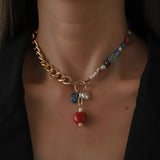Bohemian Heart Pendant Pearl Clavicle Necklace