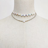 Freshwater Pearl Pendant Necklace Crystal Beads Choker Jewelry