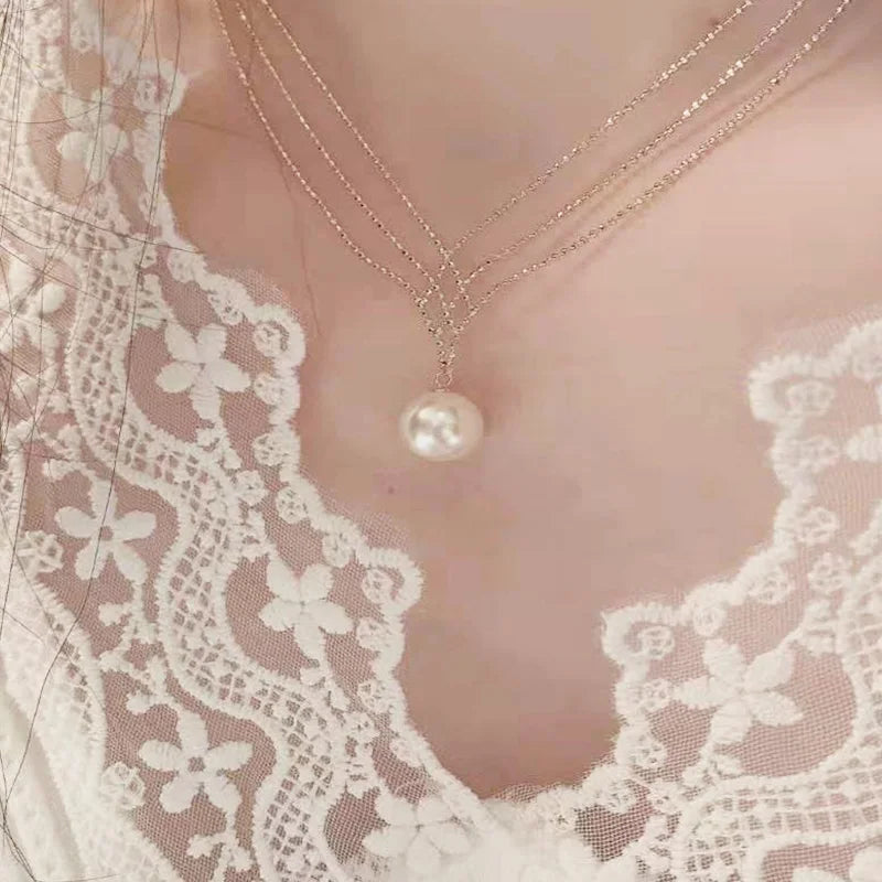Freshwater Pearl Pendant Necklace Women Jewelry All-match Gift