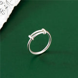 925 Silver Retractable Ring Smooth Tail Round Bar Silver Ring for Girlfriend