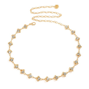 Women Silver Metal Chain Fringes Crystal Diamond Waist Chain