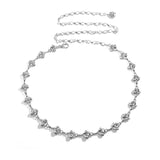 Women Silver Metal Chain Fringes Crystal Diamond Waist Chain