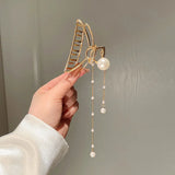 Big Pearl Tassel Hair Clip Wedding Party Hair Jewelry