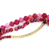 Pink Beads Bangle Bracelet Love Gift for Girls Ladies Boho Style