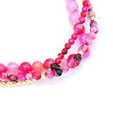 Pink Beads Bangle Bracelet Love Gift for Girls Ladies Boho Style