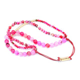 Pink Beads Bangle Bracelet Love Gift for Girls Ladies Boho Style
